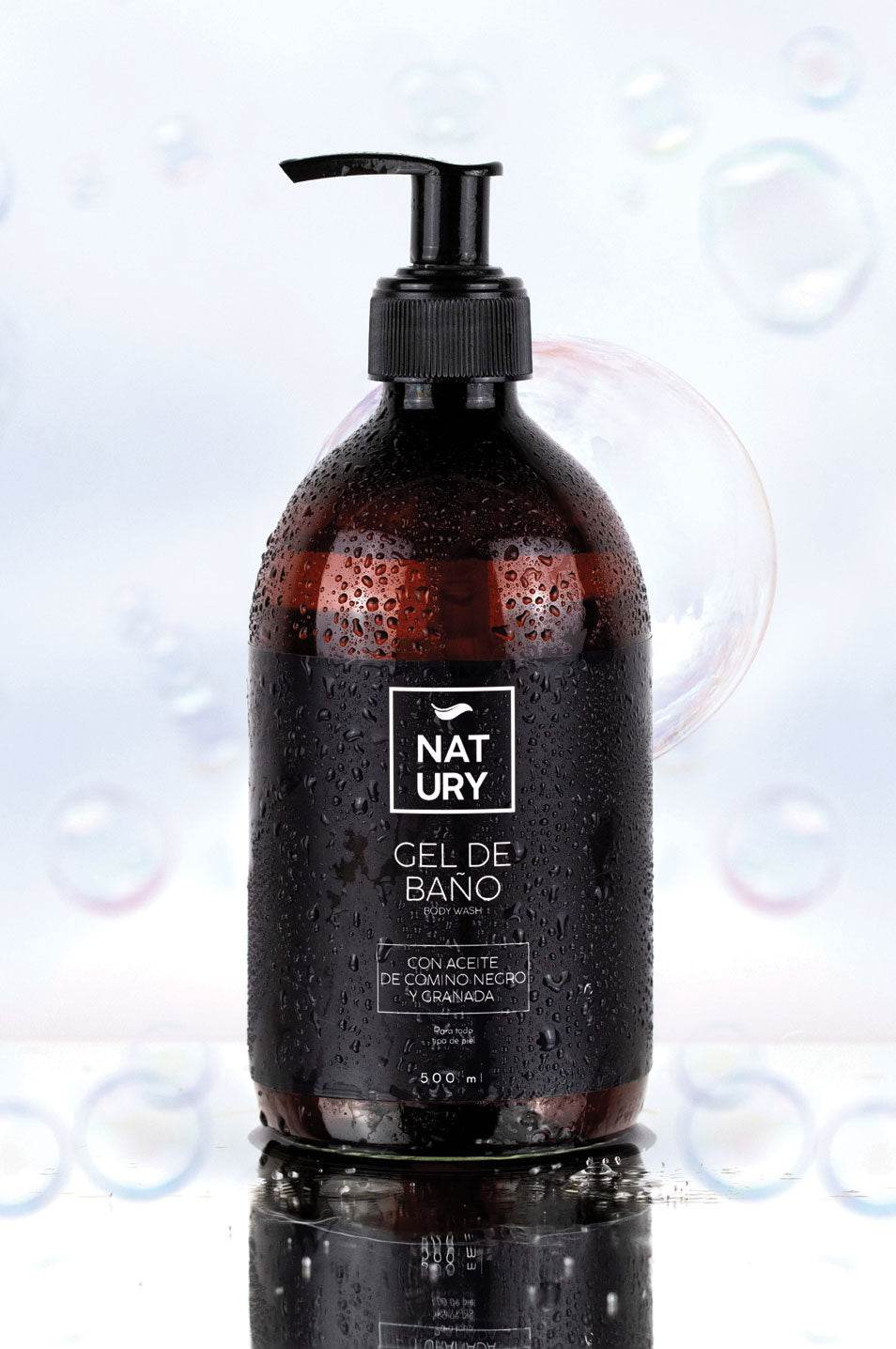 GEL DE BAÑO NATURAL CON ACEITE DE COMINO NEGRO Y GRANADA - NATURY